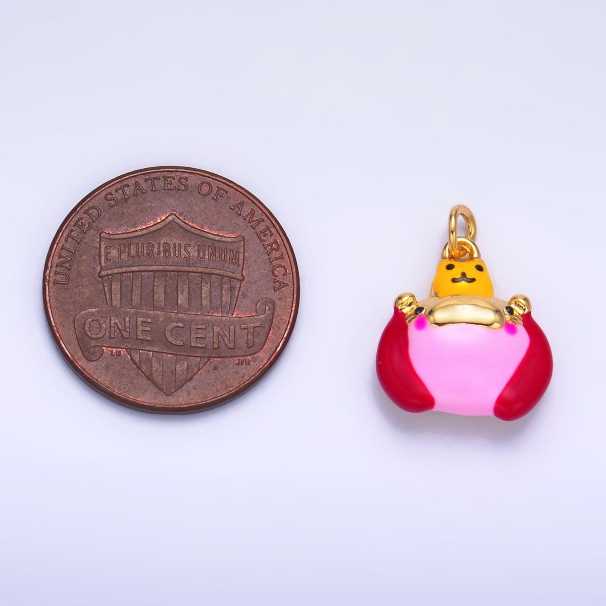 24K Gold plated Pink Enamel Hippopotamus Multidimensional 3D Animal Charm | W241 