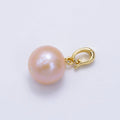 24K Gold plated Pink Freshwater Pearl Button Snap Latch Bail Pendant | P1895 - DLUXCA