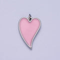 24K Gold plated Pink Heart Enamel Charm For Valentine Love Jewelry in Gold & Silver | X-805 X-806 - DLUXCA