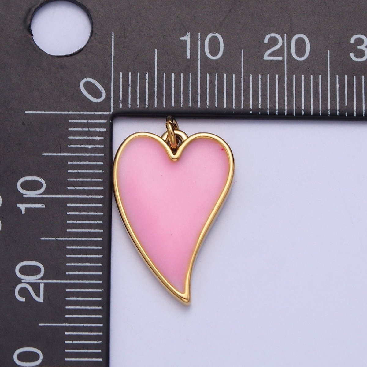 24K Gold plated Pink Heart Enamel Charm For Valentine Love Jewelry in Gold & Silver | X-805 X-806 - DLUXCA