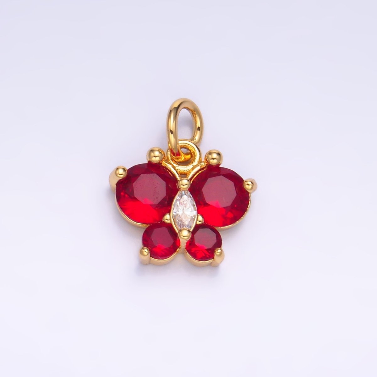 24K Gold plated Pink, Multicolor, Red CZ Butterfly Charm in Gold & Silver | M806 M807 