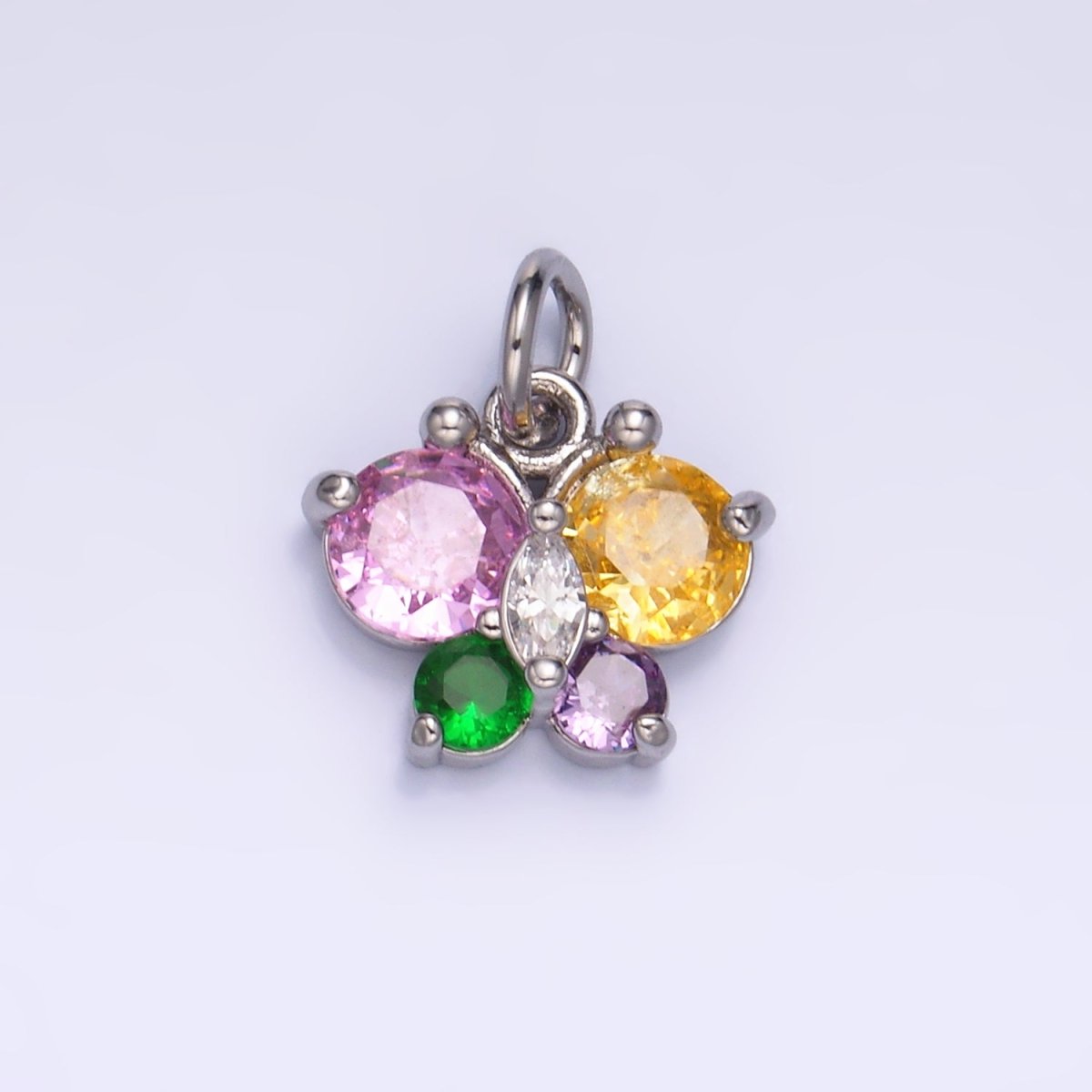 24K Gold plated Pink, Multicolor, Red CZ Butterfly Charm in Gold & Silver | M806 M807 