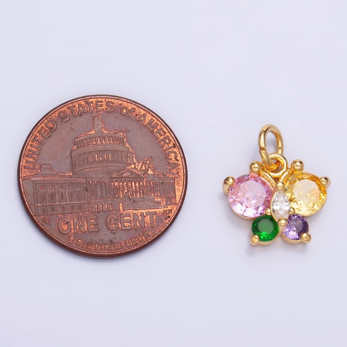24K Gold plated Pink, Multicolor, Red CZ Butterfly Charm in Gold & Silver | M806 M807 
