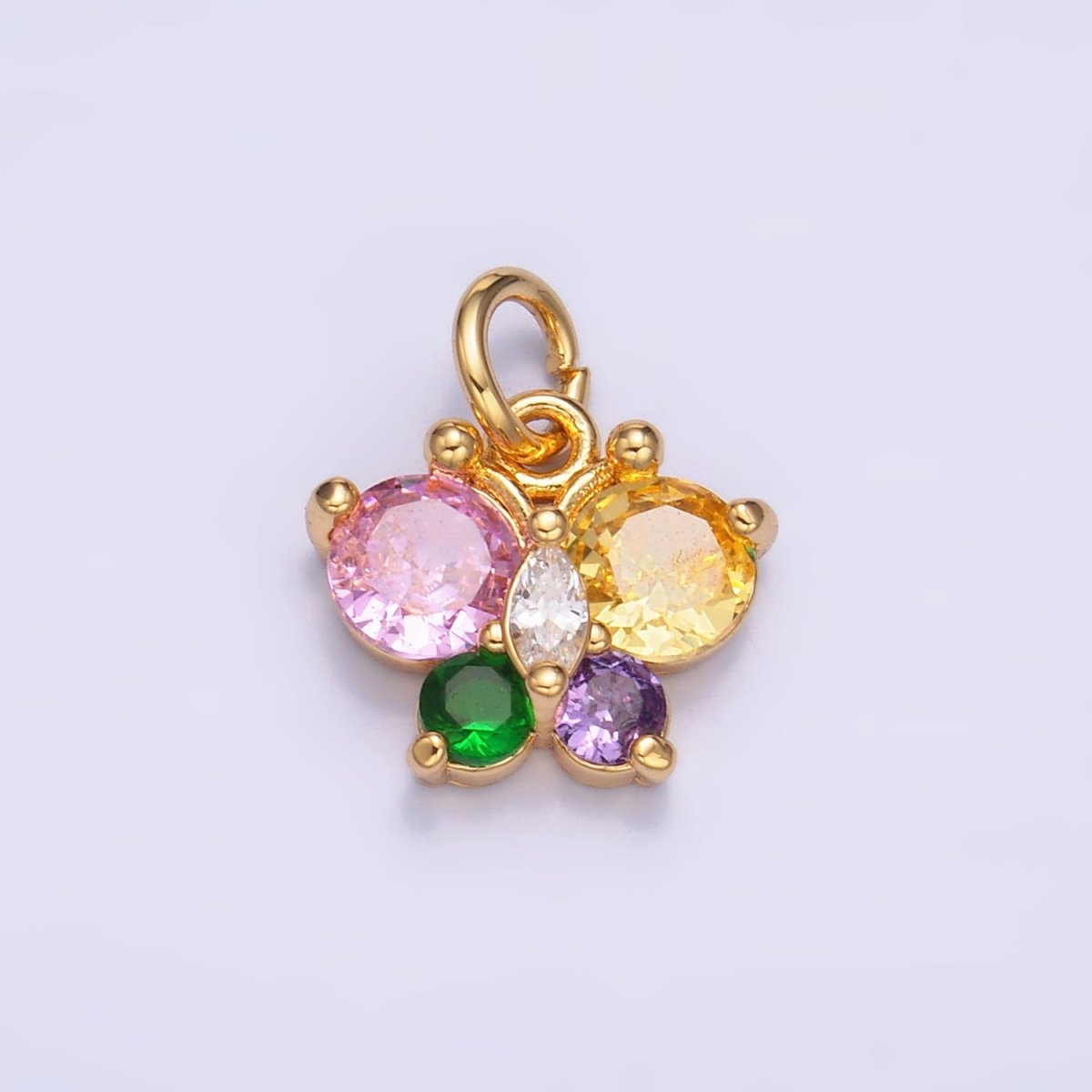 24K Gold plated Pink, Multicolor, Red CZ Butterfly Charm in Gold & Silver | M806 M807 