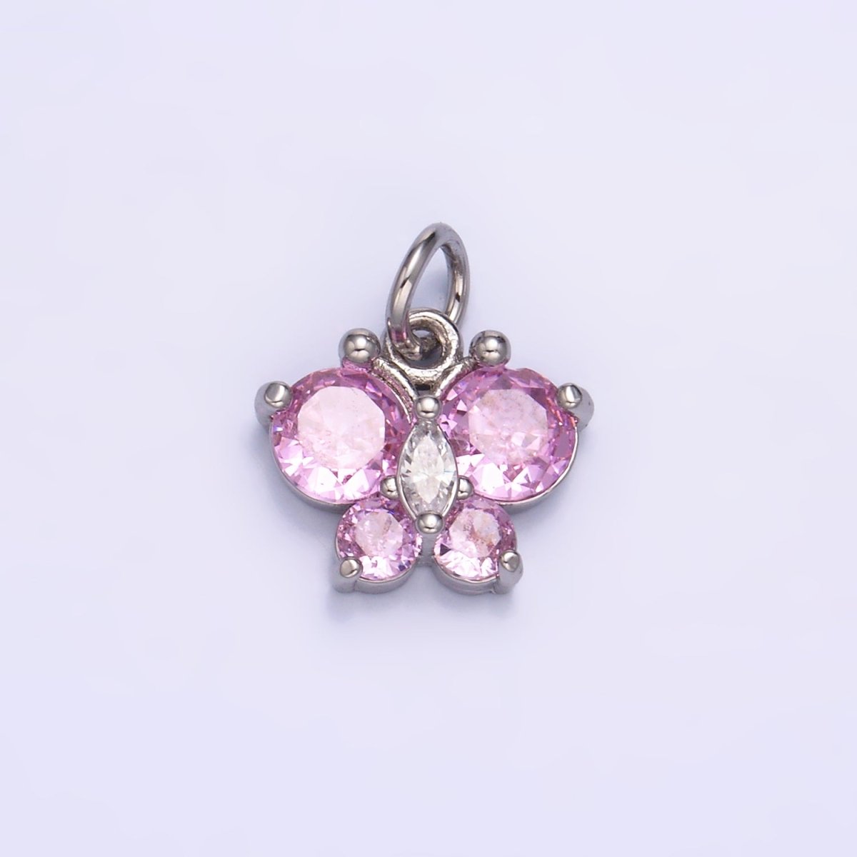 24K Gold plated Pink, Multicolor, Red CZ Butterfly Charm in Gold & Silver | M806 M807 