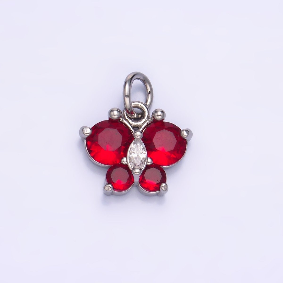24K Gold plated Pink, Multicolor, Red CZ Butterfly Charm in Gold & Silver | M806 M807 