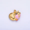 24K Gold plated Pink Rotund Hippopotamus Multidimensional 3D Animal Charm | W242 