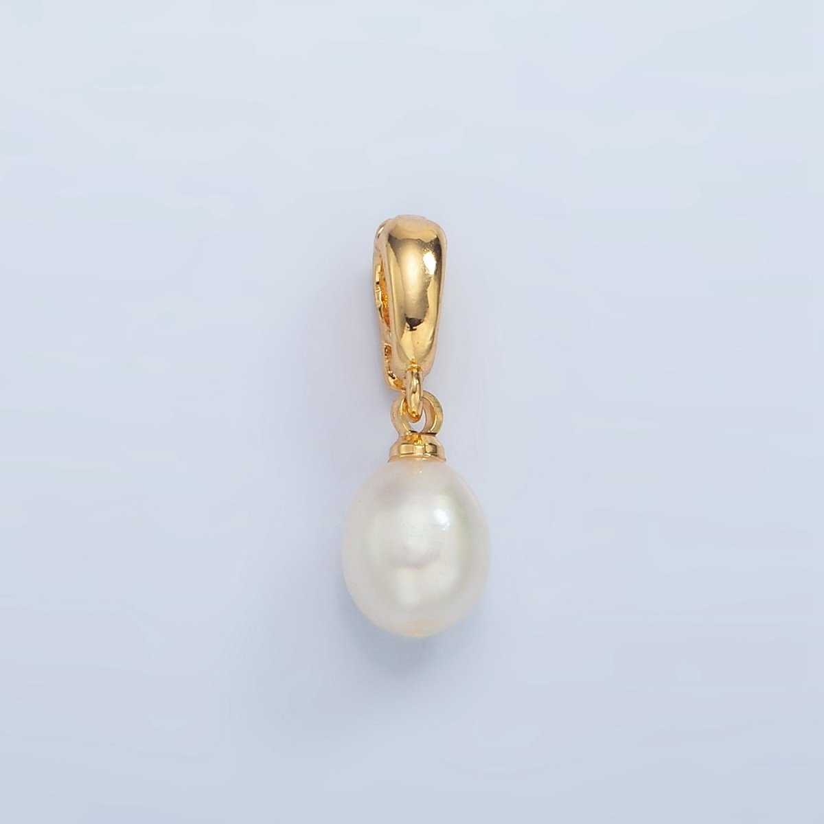 24K Gold plated Pink, White Freshwater Pearl Snap Latch Bail Pendant | P1900 P1901