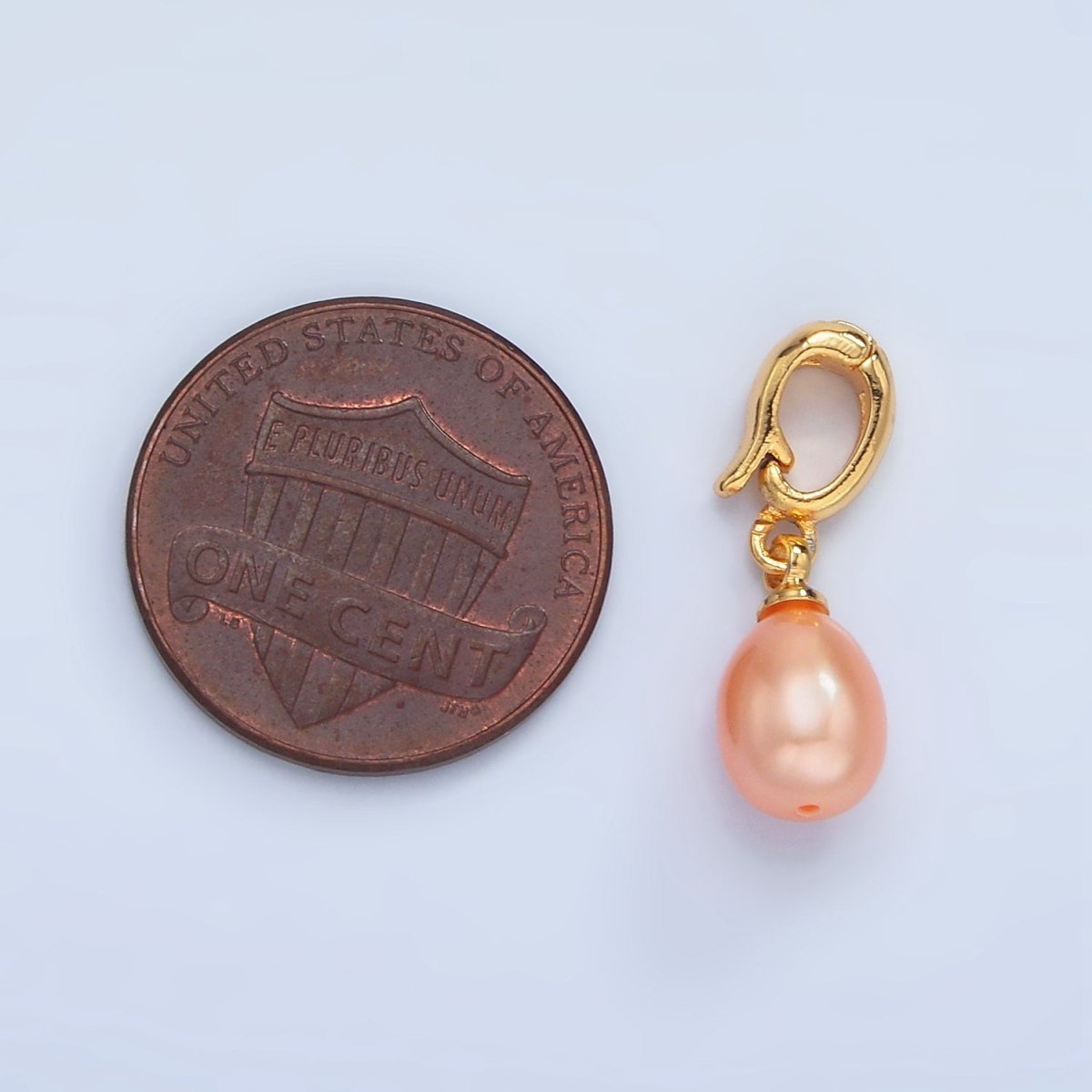 24K Gold plated Pink, White Freshwater Pearl Snap Latch Bail Pendant | P1900 P1901