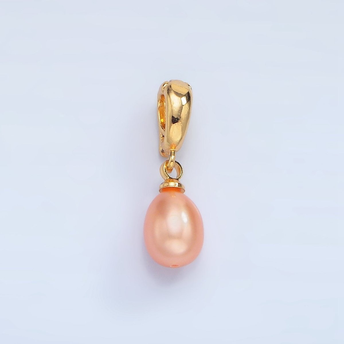 24K Gold plated Pink, White Freshwater Pearl Snap Latch Bail Pendant | P1900 P1901