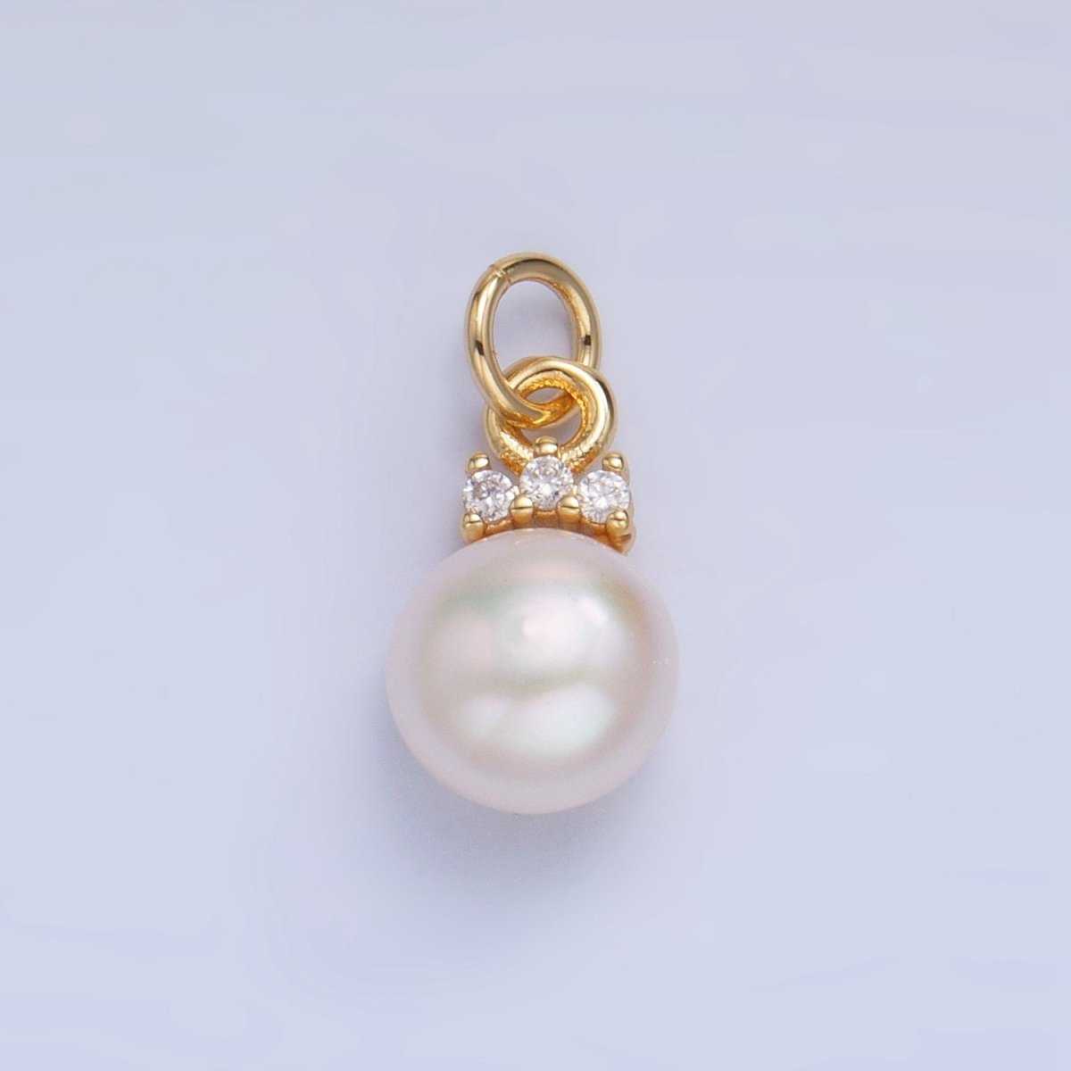 24K Gold plated Pink, White, Purple Freshwater Pearl CZ Charm | P1920 - P1922