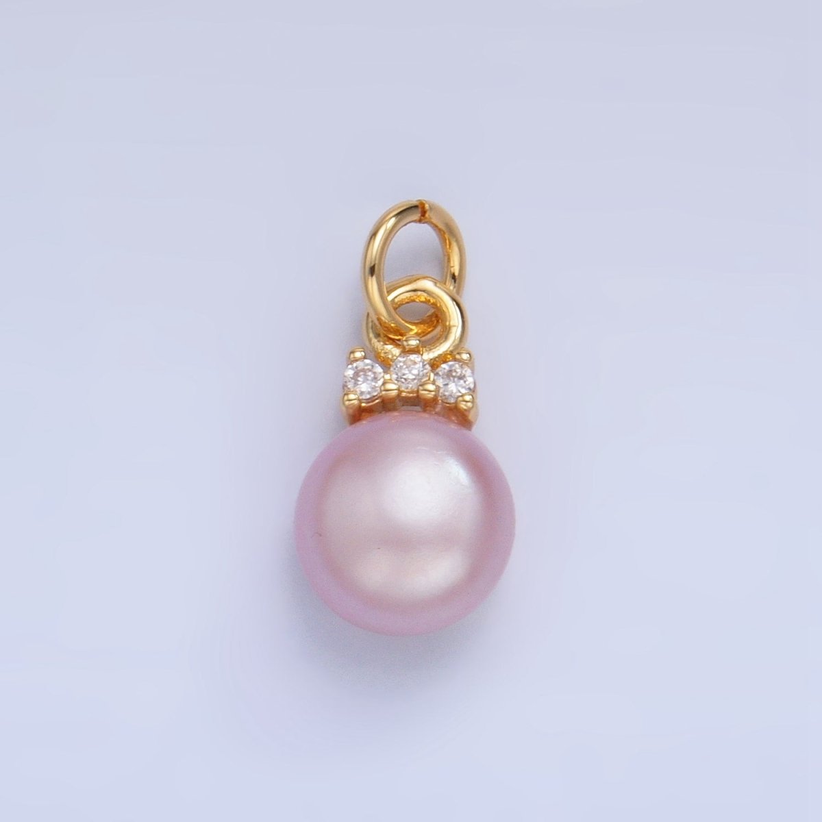 24K Gold plated Pink, White, Purple Freshwater Pearl CZ Charm | P1920 - P1922