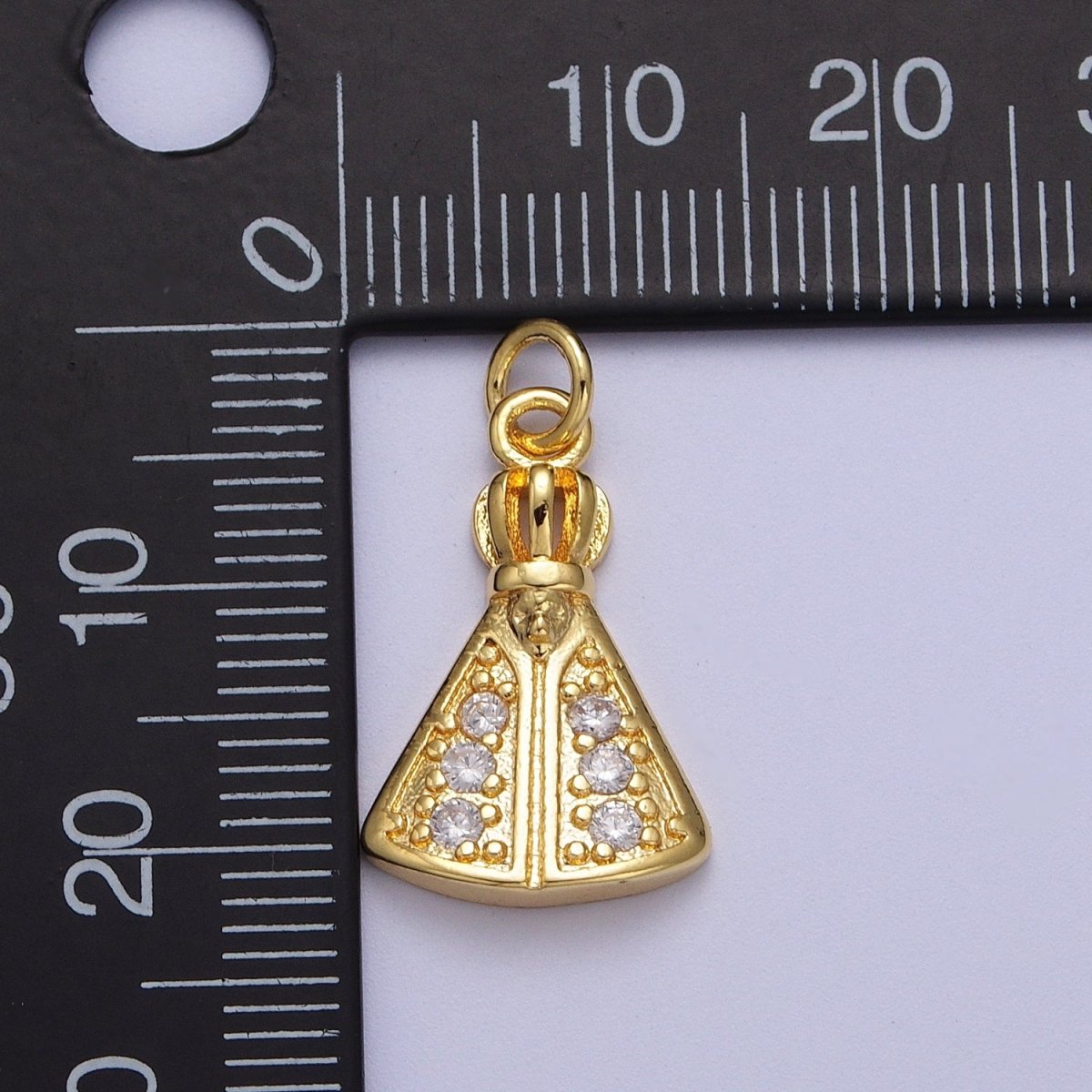 24K Gold plated Pope Micro Paved CZ Religious Charm | C-893 - DLUXCA