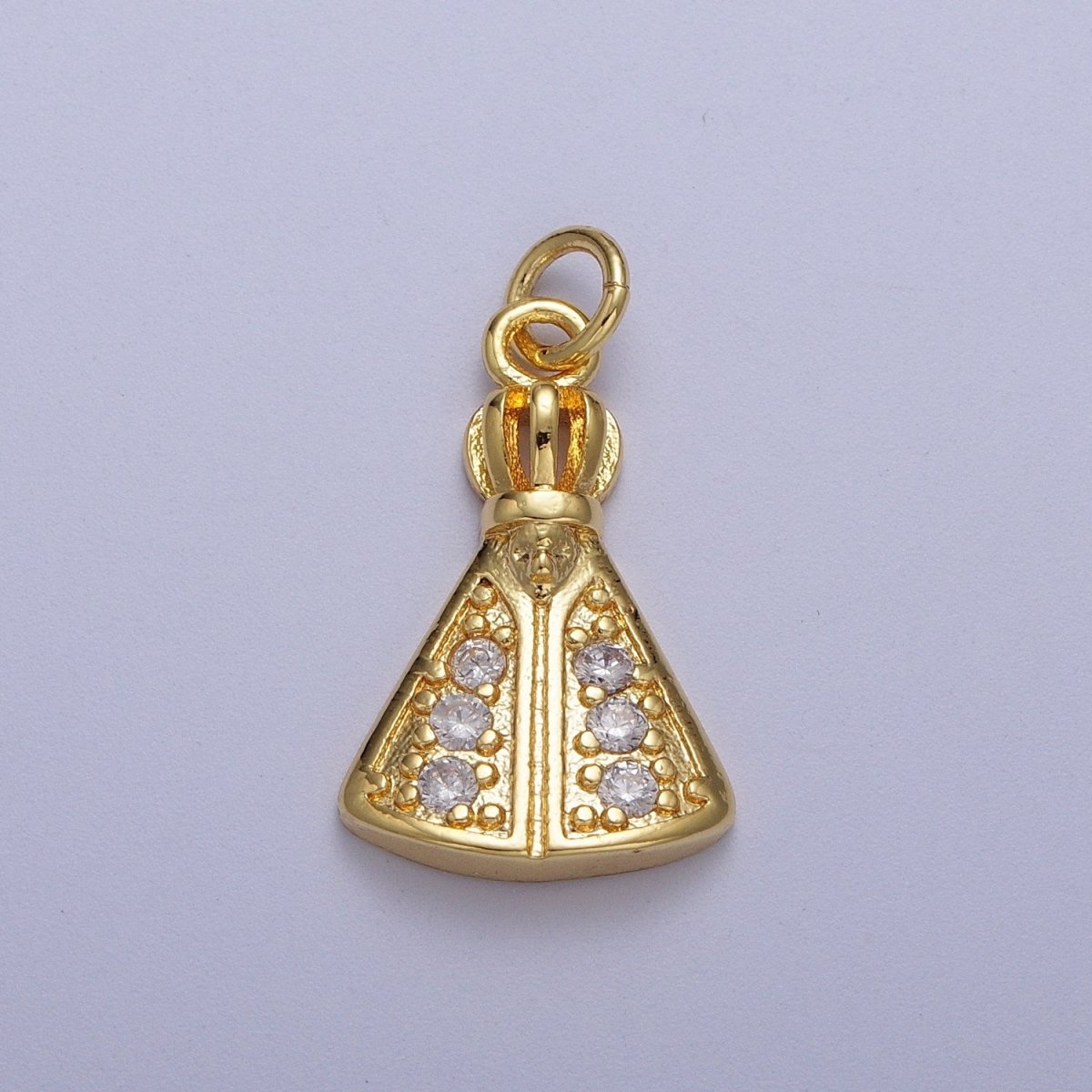 24K Gold plated Pope Micro Paved CZ Religious Charm | C-893 - DLUXCA