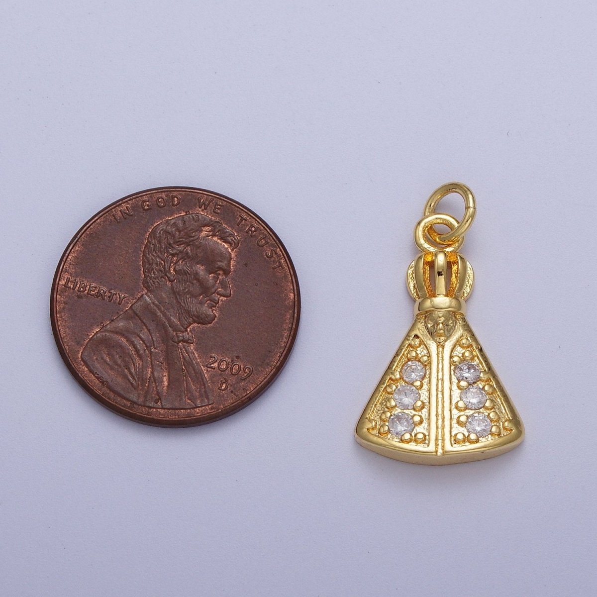 24K Gold plated Pope Micro Paved CZ Religious Charm | C-893 - DLUXCA