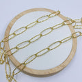 24K Gold plated Pounded UNIQUE PAPERCLIP Chain by Yard, Fashion Roll Chain for Jewelry Making, Necklace Bracelet Anklet Supply Component | ROLL-397 Clearance Pricing - DLUXCA