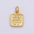 24K Gold plated Protection Charm Longevity Shou Chinese Character Charm E-013 - DLUXCA