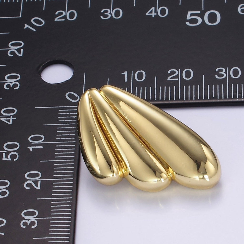 24K Gold plated Puffed Croissant Wings Earrings Set in Gold & Silver | P534 P535