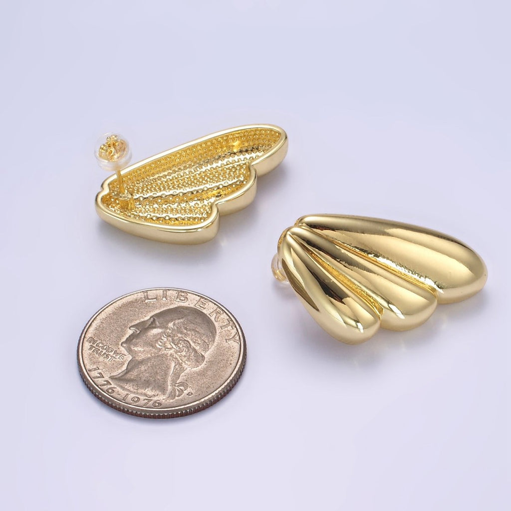 24K Gold plated Puffed Croissant Wings Earrings Set in Gold & Silver | P534 P535