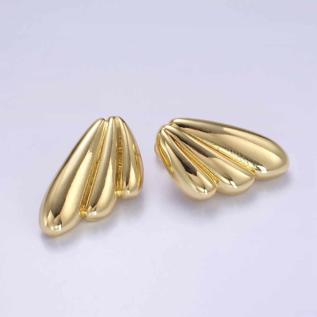 24K Gold plated Puffed Croissant Wings Earrings Set in Gold & Silver | P534 P535