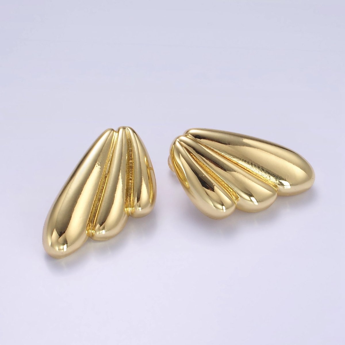 24K Gold plated Puffed Croissant Wings Earrings Set in Gold & Silver | P534 P535