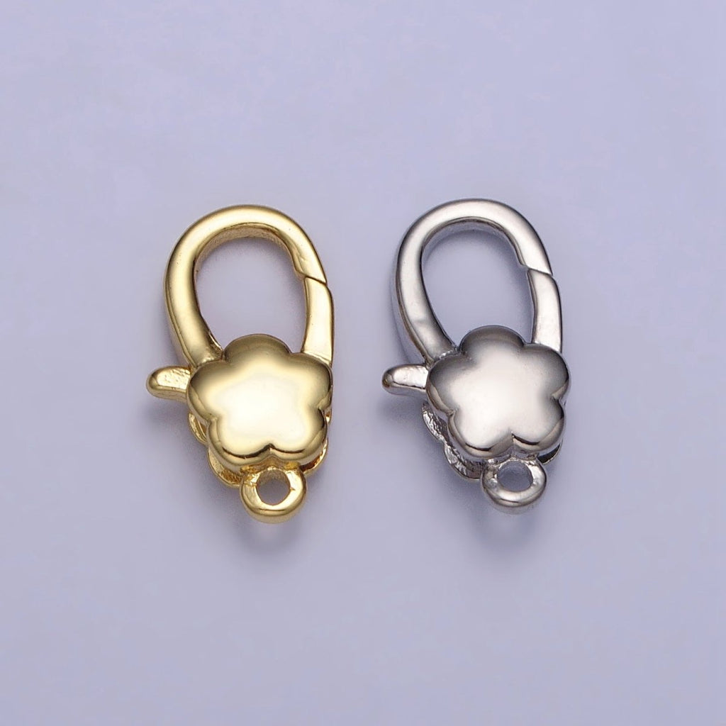 24K Gold plated Puffed Flower Oval Lobster Clasps Closure Supply in Gold & Silver | Z-125 Z-126 - DLUXCA