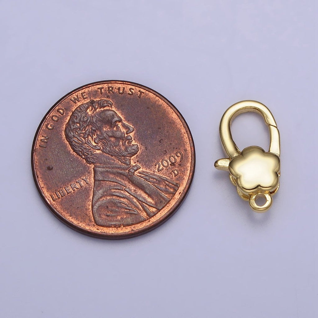 24K Gold plated Puffed Flower Oval Lobster Clasps Closure Supply in Gold & Silver | Z-125 Z-126 - DLUXCA