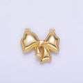 24K Gold plated Puffed Ribbon Bow Connector | G826 - DLUXCA