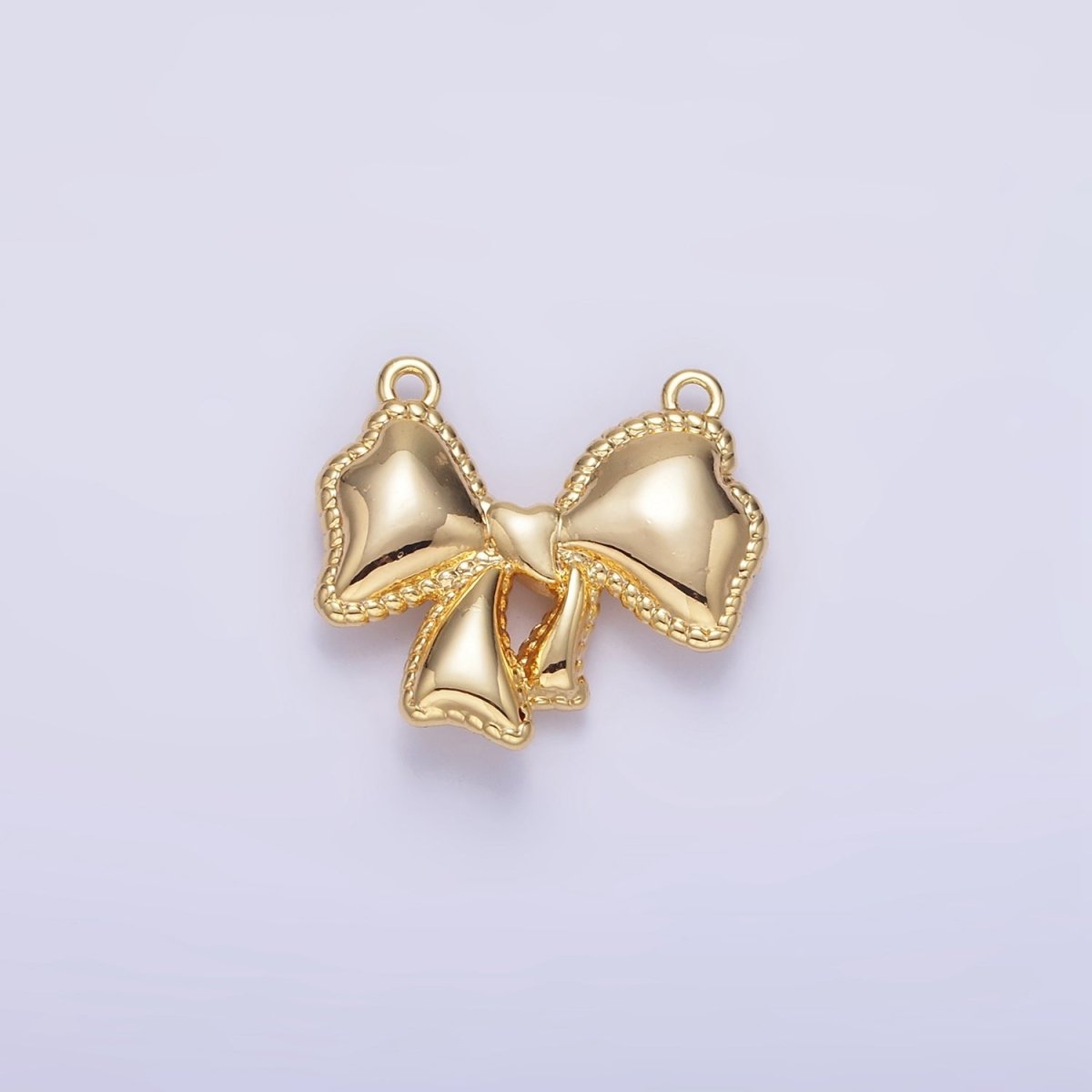 24K Gold plated Puffed Ribbon Bow Connector | G826 - DLUXCA