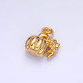 24K Gold plated Pumpkin Flower Fruit 3D Multidimensional Charm in Gold & Silver | W358