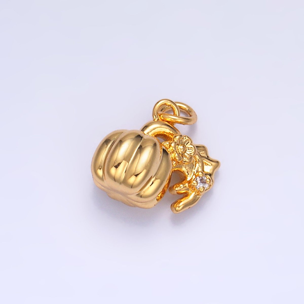 24K Gold plated Pumpkin Flower Fruit 3D Multidimensional Charm in Gold & Silver | W358