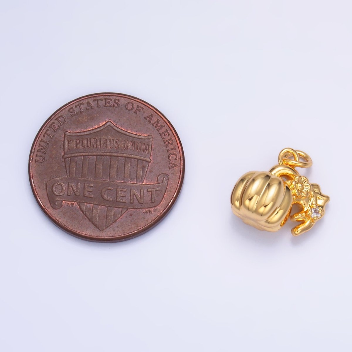 24K Gold plated Pumpkin Flower Fruit 3D Multidimensional Charm in Gold & Silver | W358