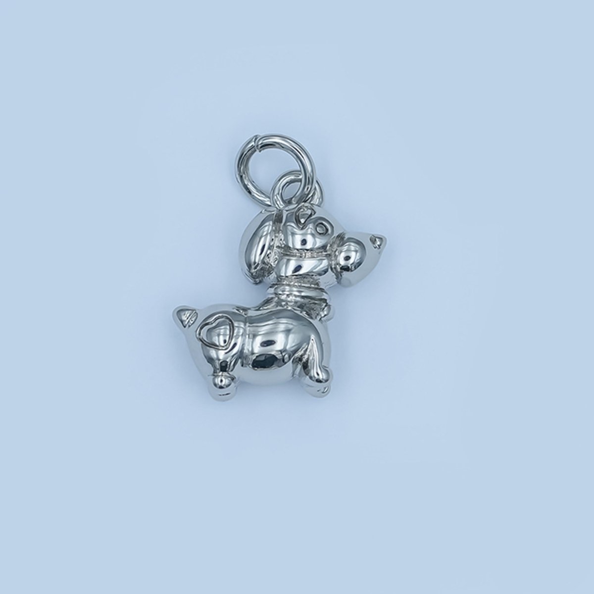 24K Gold plated Puppy Dog Multidimensional 3D Charm in Gold & Silver | N090 