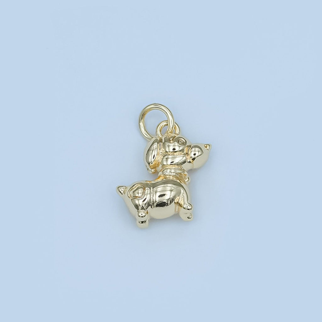 24K Gold plated Puppy Dog Multidimensional 3D Charm in Gold & Silver | N090 
