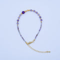 24K Gold plated Purple Amethyst Gemstone 7.5 Inch Bracelet | WA - 2886 - DLUXCA