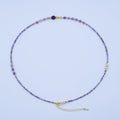 24K Gold plated Purple Amethyst Gemstone Bead 18 Inch Necklace | WA - 2872 