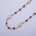 24K Gold plated Purple Amethyst Pearl Unfinished Chain by Yard | ROLL-1072 Clearance Pricing - DLUXCA