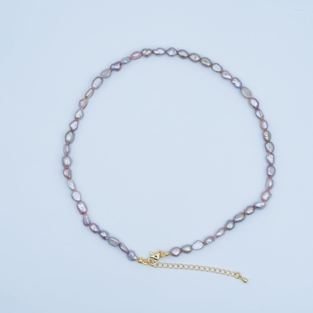 24K Gold plated Purple Baroque Freshwater Pearl 15 Inch Necklace | WA - 3068 - DLUXCA