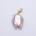 24K Gold plated Purple Baroque Freshwater Pearl Snap Latch Bail Pendant | P1893 - DLUXCA