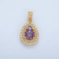 24K Gold plated Purple CZ Micro Paved Teardrop Charm | AA890 - DLUXCA