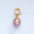 24K Gold plated Purple Freshwater Snap Latch Bail Drop Pendant | P1875 - DLUXCA