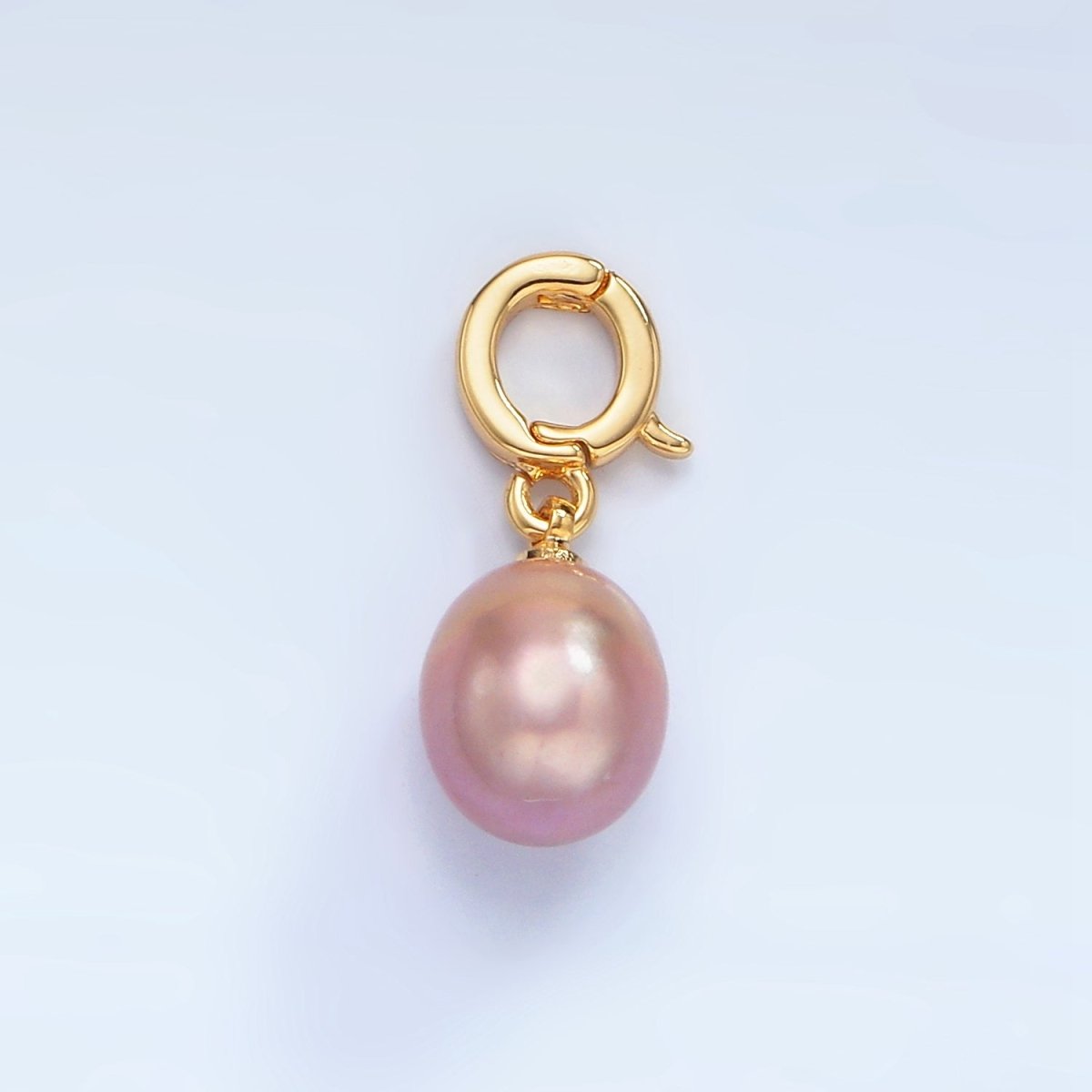 24K Gold plated Purple Freshwater Snap Latch Bail Drop Pendant | P1875 - DLUXCA