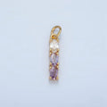 24K Gold plated Purple, Green, Pink, Blue Gradient Triple Oval CZ Linear Charm | X568 X569 - DLUXCA