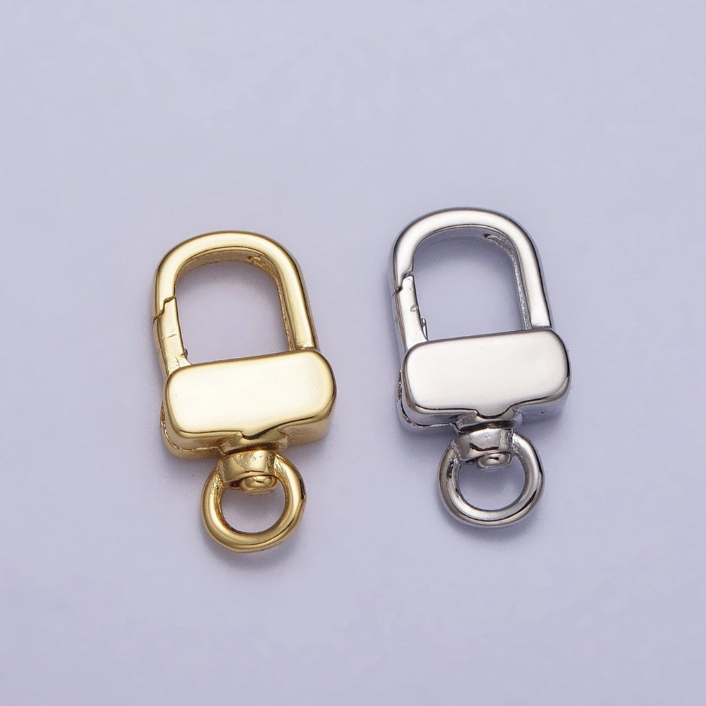 24K Gold plated Push Gate Triggerless Rectangular Swivel Closure Supply in Gold & Silver | Z-113 Z-114 - DLUXCA