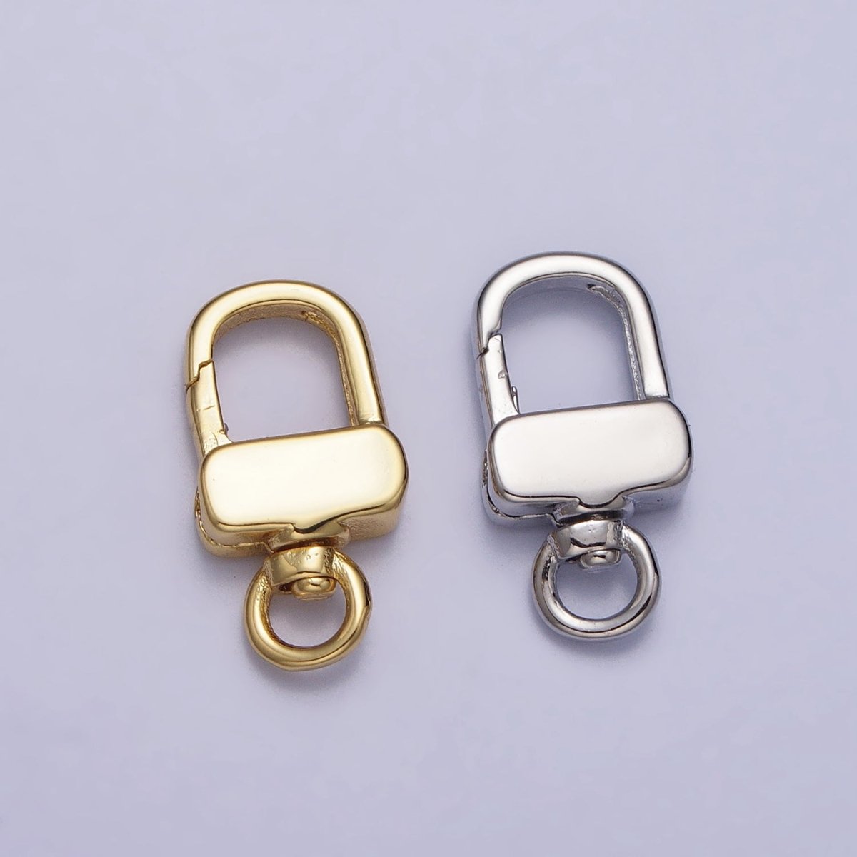 24K Gold plated Push Gate Triggerless Rectangular Swivel Closure Supply in Gold & Silver | Z-113 Z-114 - DLUXCA