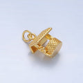 24K Gold plated Quilled Water Well Construction Multidimensional Charm | X912 - DLUXCA