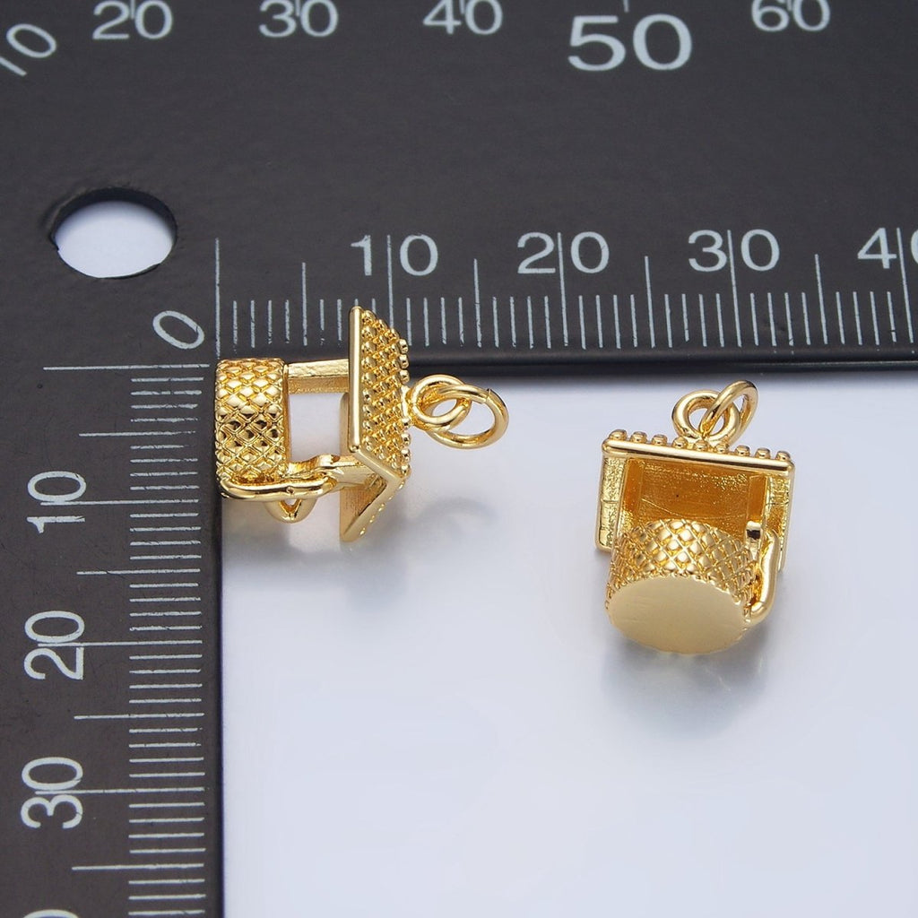 24K Gold plated Quilled Water Well Construction Multidimensional Charm | X912 - DLUXCA
