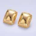 24K Gold plated Quilted Rectangular Stud Earrings in Gold & Silver | AB901 AB902 