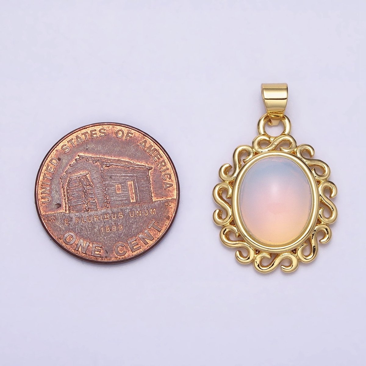 24k Gold plated Rainbow Moonstone Charms, Gold Making Oval Moonstone Cabochon Pendant AA283 - DLUXCA