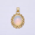 24k Gold plated Rainbow Moonstone Charms, Gold Making Oval Moonstone Cabochon Pendant AA283 - DLUXCA